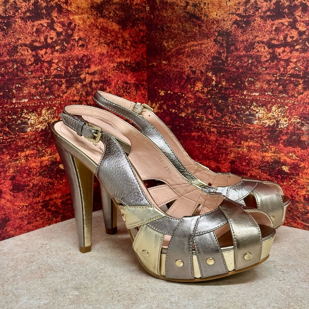 Chic Gold and Silver Strappy Heels